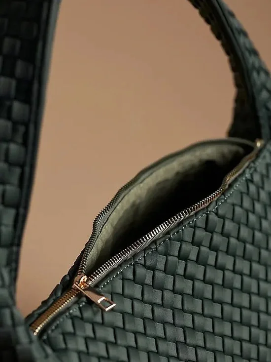 Anthropologie Woven Satchel Bag — Dark Green - Picture 3 of 3
